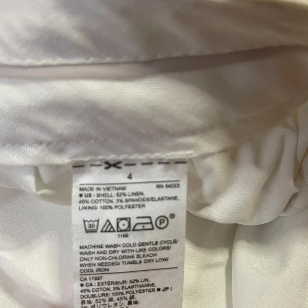 Banana Republic Avery Linen Cotton‎ Straight Leg Pants Cream Off White Size 4